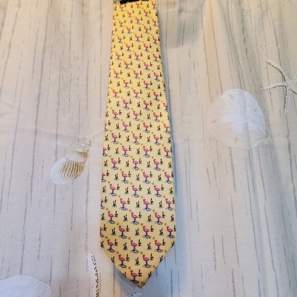 MEETING STREET MENS PINK FLAMINGO NECK TIE - Picture 1 of 3